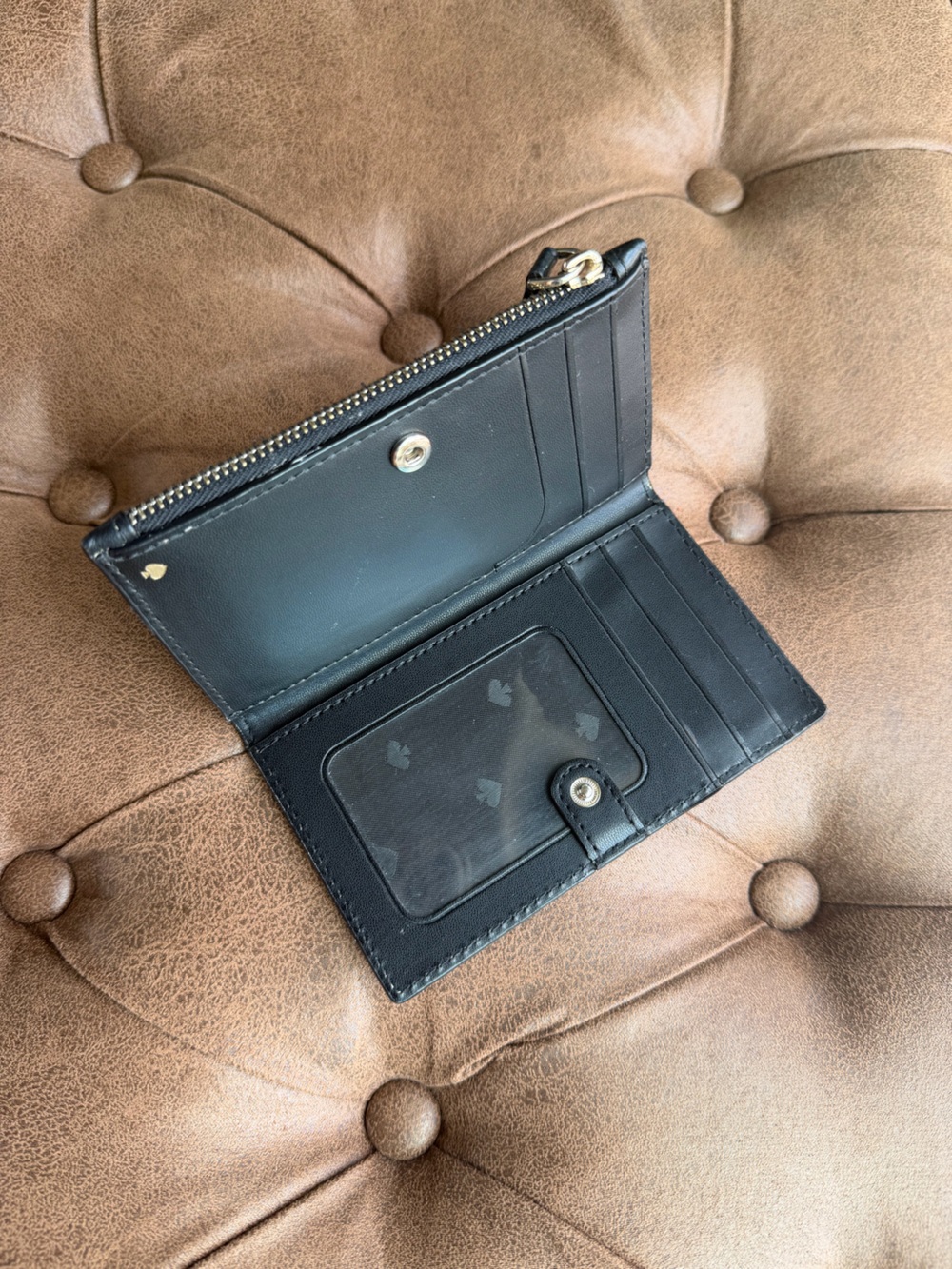 kate spade Black Pebbled Leather Zip Card & Key Holder - Picture 3 of 4